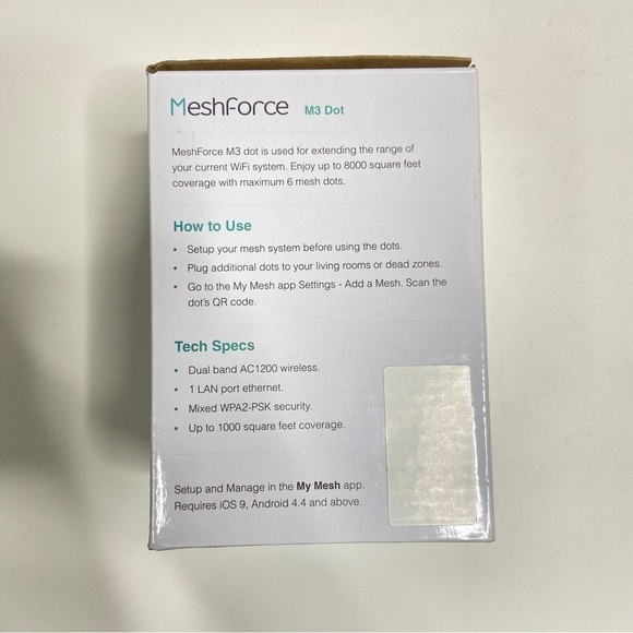 NWT MESHFORCE - M3 Dot Wall Plug WiFi Extender - Picture 6 of 13